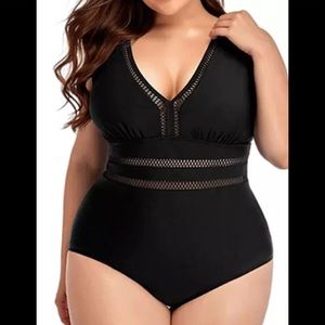 Plus size vintage solid black sexy style woman swim suit top quality please